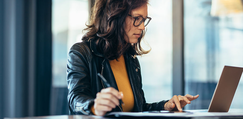 Woman working on laptop
