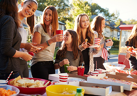 Group of friends having a cookout